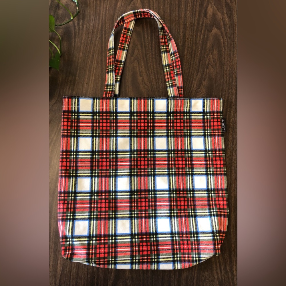 J Crew NWOT Tartan Tote Bag